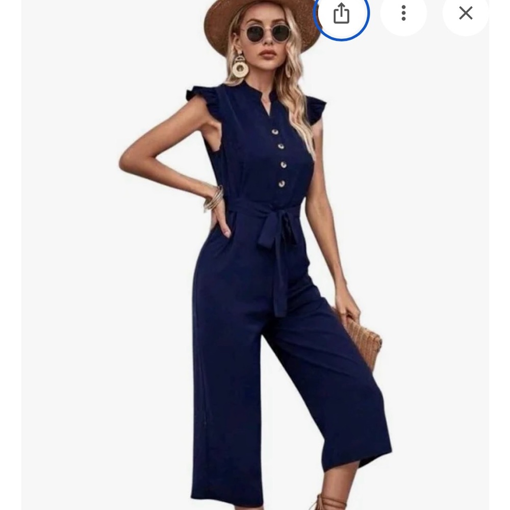 Monteau Midnight Blue Ruffle Sleeve Jumpsuit